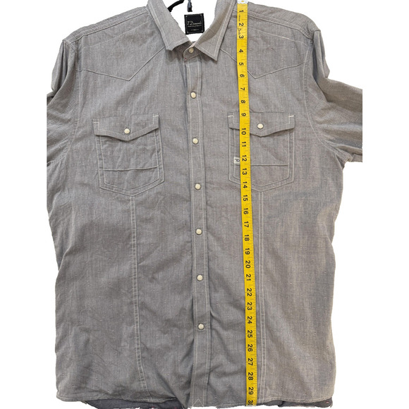 7 Diamonds Shirt Mens 2XL Gray Western Pearl Snap Long Sleeve Chambray Casual - Picture 8 of 8